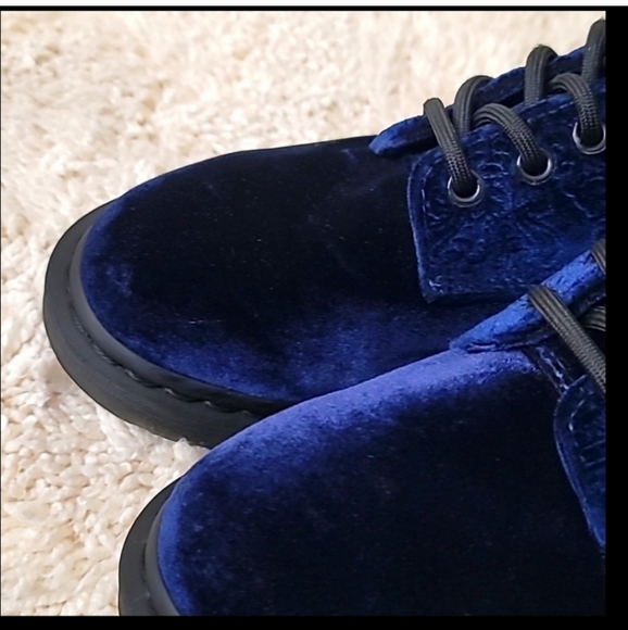 Dr. Martens Blue Velvet Boots - Picture 7 of 14